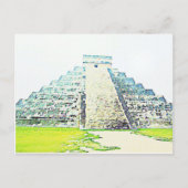 Pyramide von Chichen Itza Wasserfarbdesign Postkarte (Vorderseite)