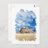 Pyramide von Gizeh Ägypten Wasserfarben Kunst, Dic Postkarte (Vorne/Hinten)