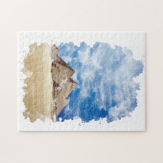 Pyramide von Gizeh Ägypten Wasserfarben Kunst, Dic Puzzle (Horizontal)