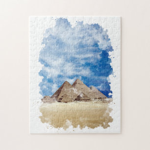 Pyramide von Gizeh Ägypten Wasserfarben Kunst, Dic Puzzle