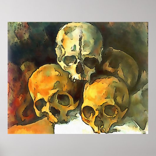 Pyramide von Skulls Schwarze Kontur Poster (Vorne)