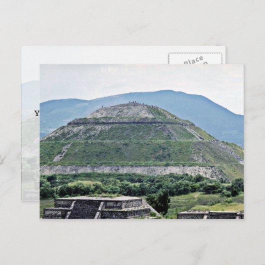 Pyramide von The Sun an Teotihuacan Ruinen, nahe Postkarte (Vorne/Hinten)
