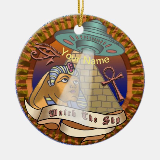 Pyramiden Alien-Raumschiff Keramik Ornament (Vorne)