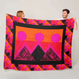 Pyramiden anderer Welten in Rosa und Orange Fleecedecke