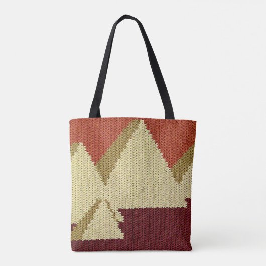 Pyramiden Beige Rust Burgund Kunsthandwerk Crochet Tasche (Rückseite)