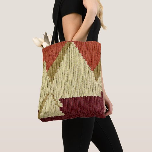 Pyramiden Beige Rust Burgund Kunsthandwerk Crochet Tasche (Von Nahem)