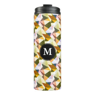 Pyramiden der modernen geometrischen Erdtöne mit a Thermosbecher