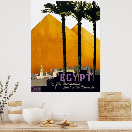 Pyramiden hinter Palmen, Ägypten Poster (Küche)