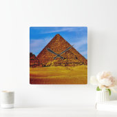 Pyramiden in Gizeh Quadratische Wanduhr (Zuhause)