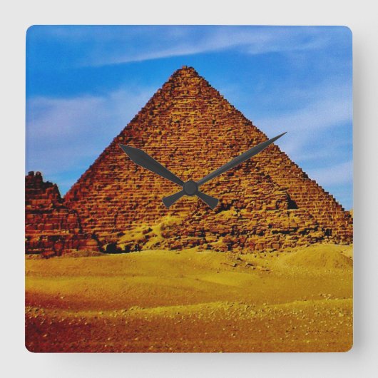 Pyramiden in Gizeh Quadratische Wanduhr (Vorderseite)