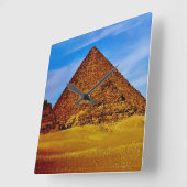 Pyramiden in Gizeh Quadratische Wanduhr (Winkel)