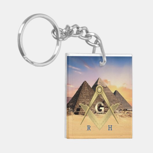 Pyramiden Mit Monogramm Masonic Schlüsselanhänger (Vorderseite links)