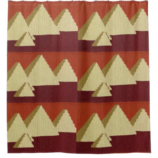 Pyramiden Natural Rust Beige Artisan Crochet Print Duschvorhang (Vorderseite)