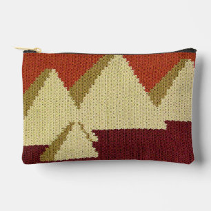 Pyramiden Natural Rust Beige Artisan Crochet Print Zubehörtasche