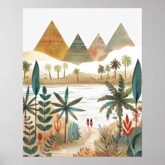 Pyramiden Nile River Wüste Scene Wall Art Poster (Vorne)