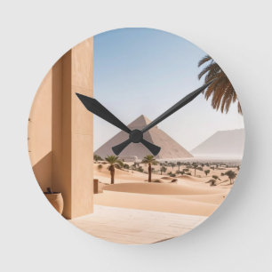 Pyramiden & Palmen Runde Wanduhr