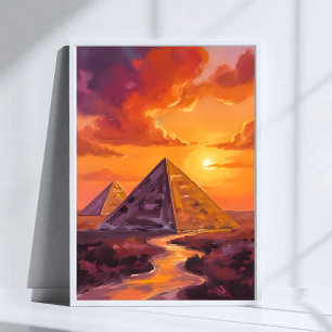 Pyramiden von Ägypten Sunset Travel Art Poster