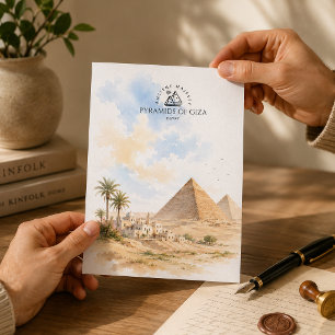 Pyramiden von Giza, Ägypten   Wasserfarben-Andenke Postkarte
