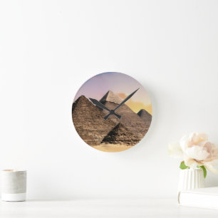 Pyramiden Von Giza Reise Ägypten Foto Runde Wanduhr
