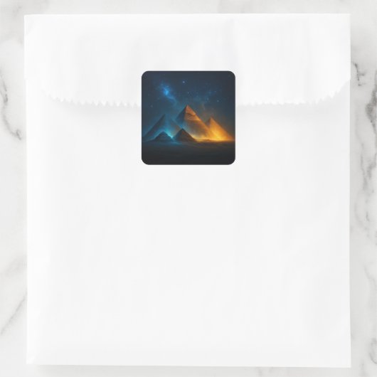 Pyramiden von Gizeh Nachtleuchter Quadratischer Aufkleber (Tasche)