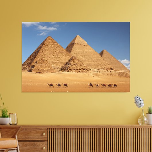 Pyramiden von Gizeh und Kamelen Leinwand Kunst (Insitu (Wohnzimmer))