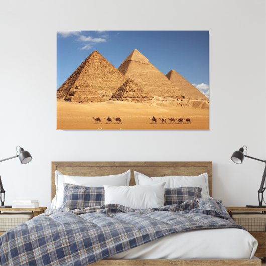 Pyramiden von Gizeh und Kamelen Leinwand Kunst (Insitu (Schlafzimmer))