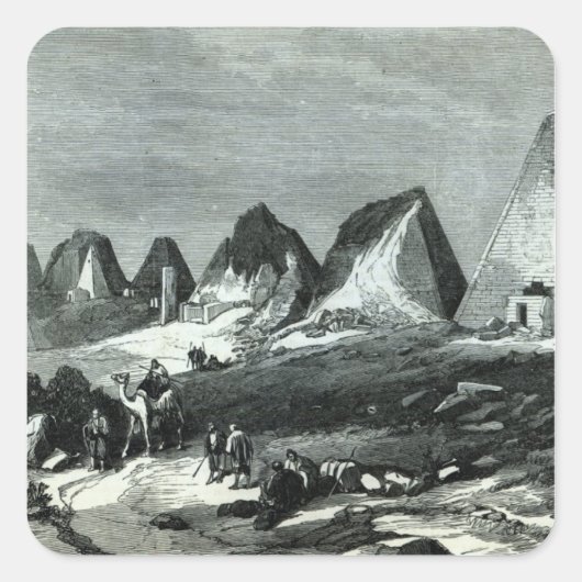 Pyramiden von Meroe, am Nil Quadratischer Aufkleber (Vorderseite)