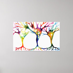 Pyramidenneuronen-Trio mit Wasserfarben gemalt Leinwanddruck