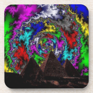 Pyramids In Fractal Background Ceramic Tile Getränkeuntersetzer