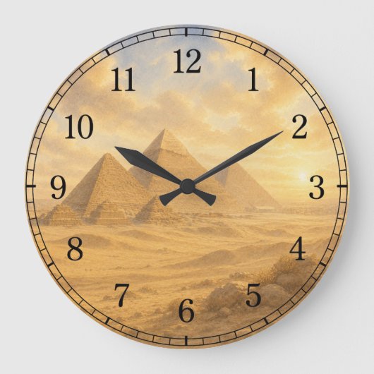 Pyramids Wall Clock — Ancient Landscape Design Große Wanduhr (Vorderseite)