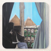 Pyramisa Hotel Gemälde von Alfred Fox Rechteckiger Pappuntersetzer (Vorderseite)