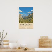 Pyrenäen Frankreich – Alpines Illustrated Landscha Poster (Küche)