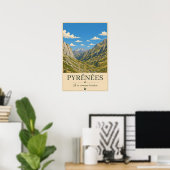 Pyrenäen Frankreich – Alpines Illustrated Landscha Poster (Heimbüro)