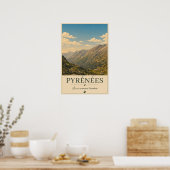 Pyrenäen Frankreich – Berge illustrierter Poster (Küche)
