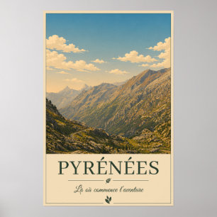 Pyrenäen Frankreich – Berge illustrierter Poster