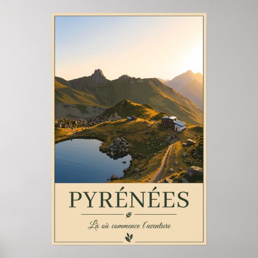 Pyrenäen Frankreich – Illustrierte Landschaft am S Poster (Vorne)