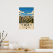 Pyrenäen Frankreich – Illustrierte Landschaft mit Poster (Küche)