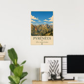 Pyrenäen Frankreich – Illustrierte Landschaft mit Poster (Heimbüro)