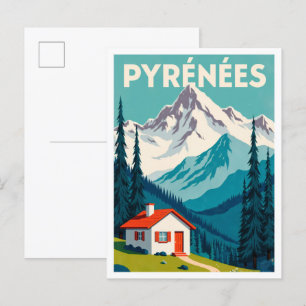 Pyrenäen Frankreich Kunst, Vintage Illustration Postkarte