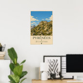 Pyrenäen Frankreich – Rockys illustrierter Poster (Heimbüro)