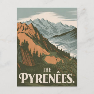 Pyrenäen im Vintage-Stil Postkarte