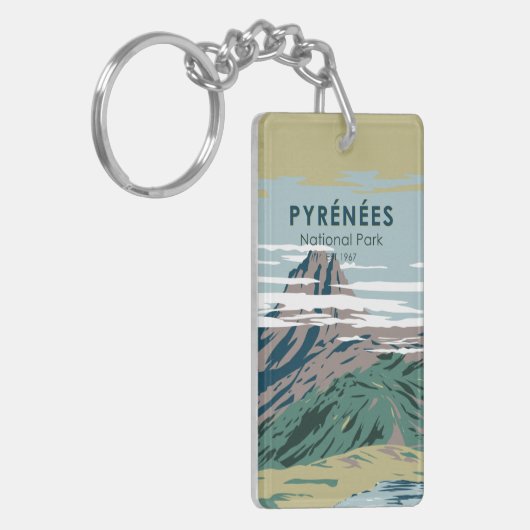 Pyrenäen Nationalpark Frankreich Vintag Schlüsselanhänger (Vorderseite links)