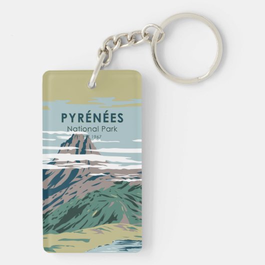 Pyrenäen Nationalpark Frankreich Vintag Schlüsselanhänger (Rückseite)