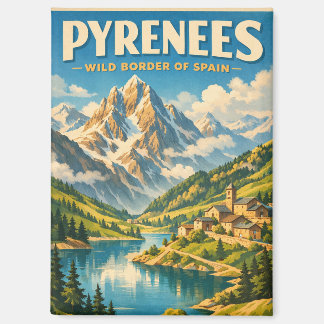 Pyrenäen, Spanien, in klassischer Retro-Reiseoptik Magnet