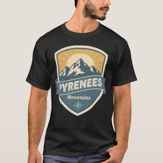 Pyrenäen Vintage-Abzeichen T-Shirt (Vorderseite)
