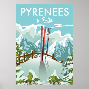 Pyrenäen zum Skifahren Reisekunst. Poster