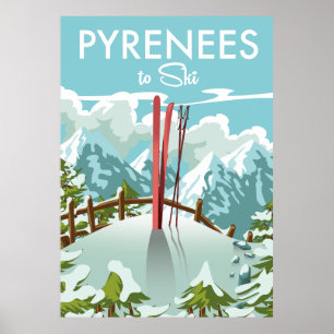 Pyrenäen zum Skifahren Reisekunst. Poster