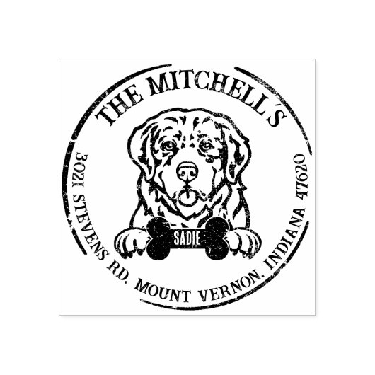 Pyrenean Mountain Dog Family Return Address Gummistempel (Prägung)