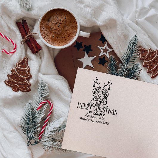 Pyrenean Mountain Dog Weihnachtszeit-Rücksendeadre Gummistempel