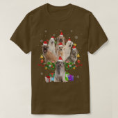 Pyrenean Sheepdog Christmas Tree Lights Funny Dog T-Shirt (Design vorne)